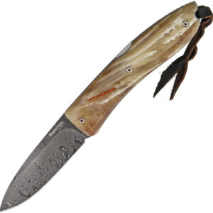 LST8800DMN-1.jpg Navaja LionSTEEL Opera Damascus Rams Horn 8800D-MN