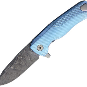 Navaja LionSTEEL ROK Titanium Flipper Blue ROK DD BL
