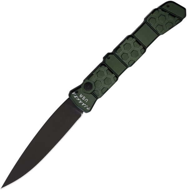 Navaja automática Piranha Knives Auto 21 Button Lock Green P-21GT