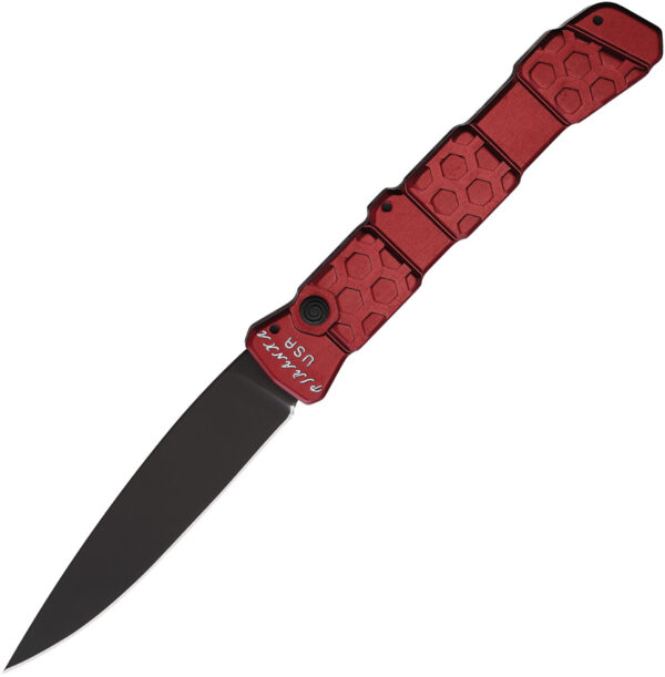 Navaja Piranha Knives Auto 21 Button Lock Red P-21RT