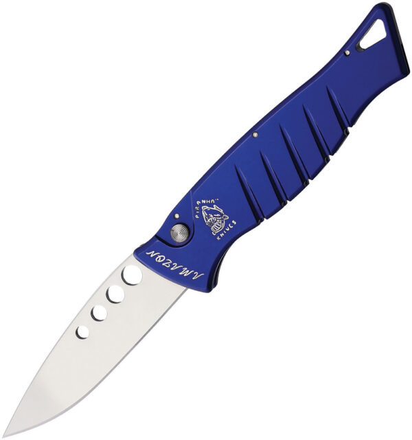 Navaja automática Piranha Knives Auto Amazon Button Lock Blu P-3B