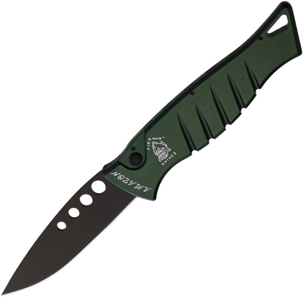 Navaja Piranha Knives Auto Amazon Button Lock Grn P-3GT