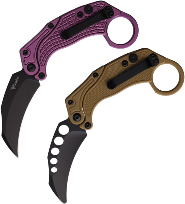 Navaja Reate Knives EXO-K Button Lock Purple Black EXO-K PURPLE BLACK PVD