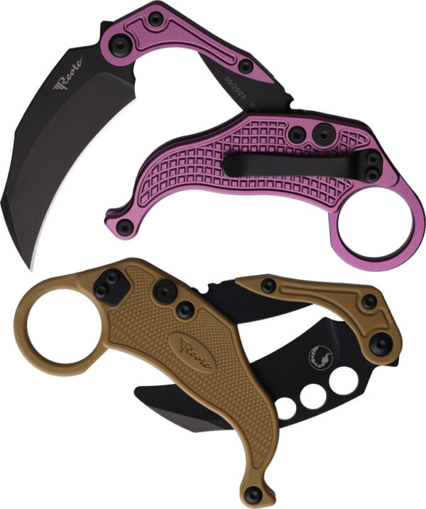 Navaja Reate Knives EXO-K Button Lock Purple Black EXO-K PURPLE BLACK PVD
