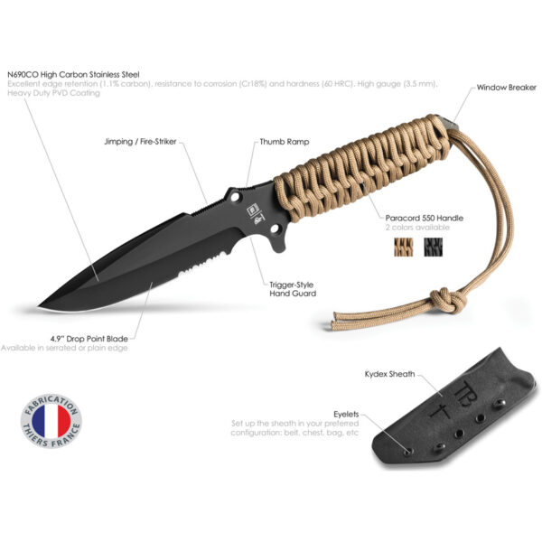 Cuchillo TB Outdoor Survival Fixed Blade Black 11060031